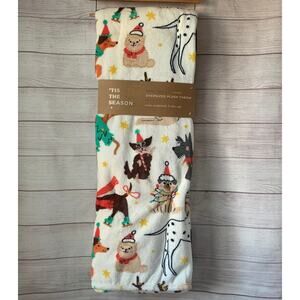 Tis The Season Dog Christmas Blanket Oversize Plush Throw 60" x 70"
